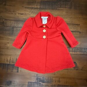 Bonnie‎ Jean Dress Jacket Coat 12 Months Red Gold Buttons EUC